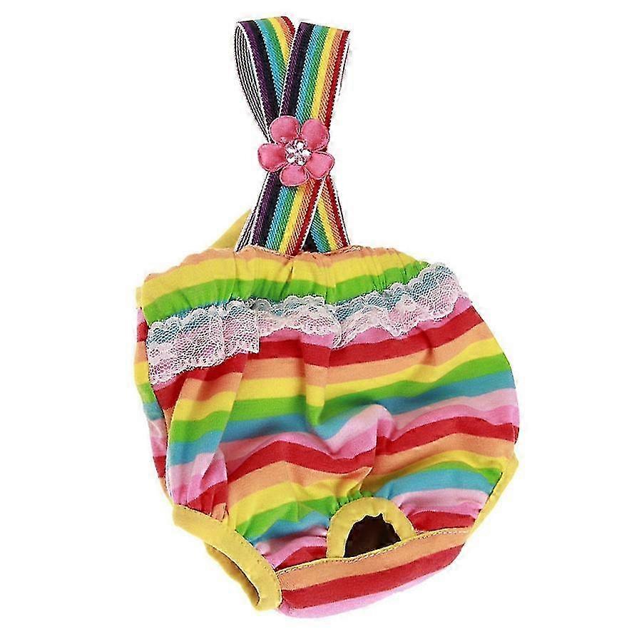 Dog Cotton Sanitary Pantie with Adjustable Strap M Size Striped Pet Physiological Underwear Diaper J