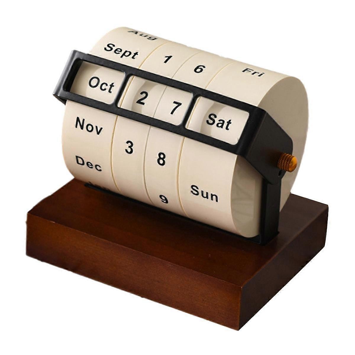 Calendar Wooden Wheel Calendar Home Office Desktop Ornaments Date Display Decorative Gift