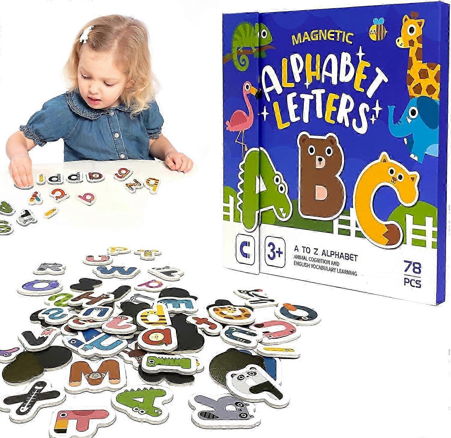 Children's Magnetic Letters, 78pcs Children's Fridge Magnets, Educational Alphabet Magnets, Learning in Uppercase and Lowercase