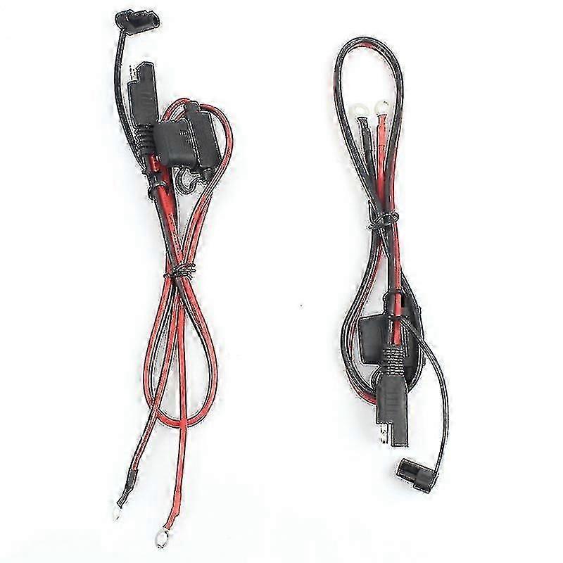 2pcs Motorcycle Battery Charger Charging Cable Quick Disconnect Plug To 12v Ring Terminal Fuse