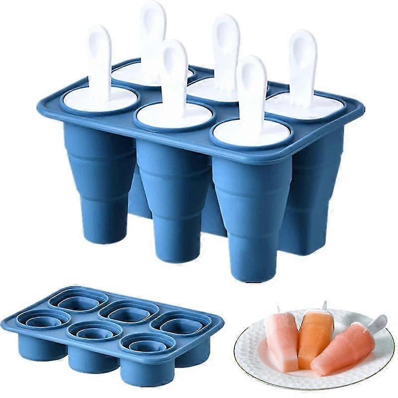 Collapsible Popsicle Molds 6 Grids Diy Ice Lolly And Ice Cream Moulds Silicone Ice-pop Molds