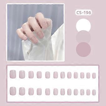 Light Pink Glossy Solid Fake Nails Lightweight Easy To Apply Simple To Peel Off Nails  Glue Models
