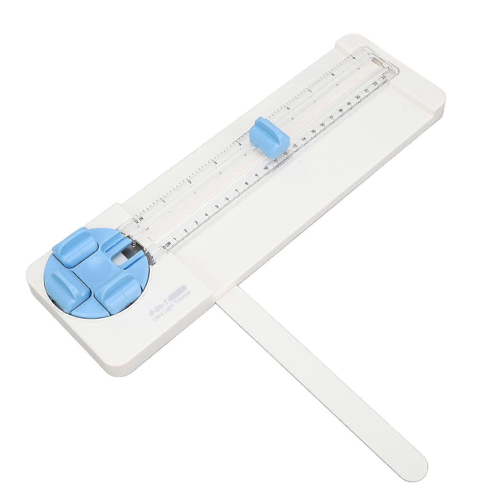 4 in 1 Paper Cutter Straight Curved Dotted Creasing Line Versatile Craft Trimmer with 45 to 90 Degree Angle Measuring Blue 