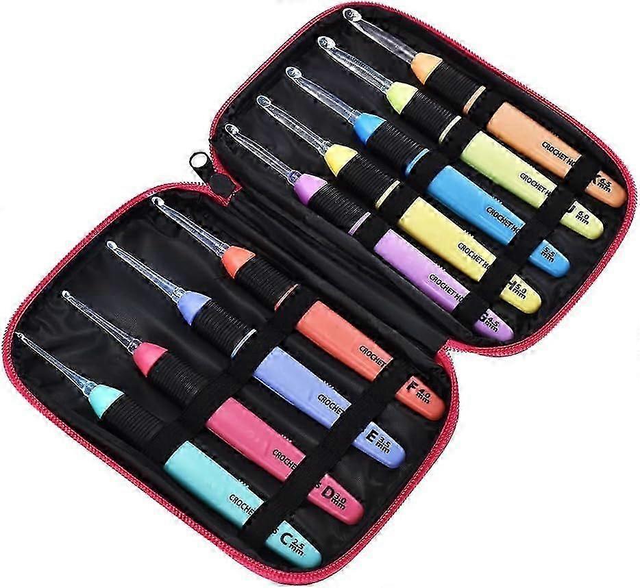 9 Pcs Lighted Crochet Hooks Set with Case LED Light Crochet Hooks Craft Yarn Knitting Needles Comfortable Smooth Crochet