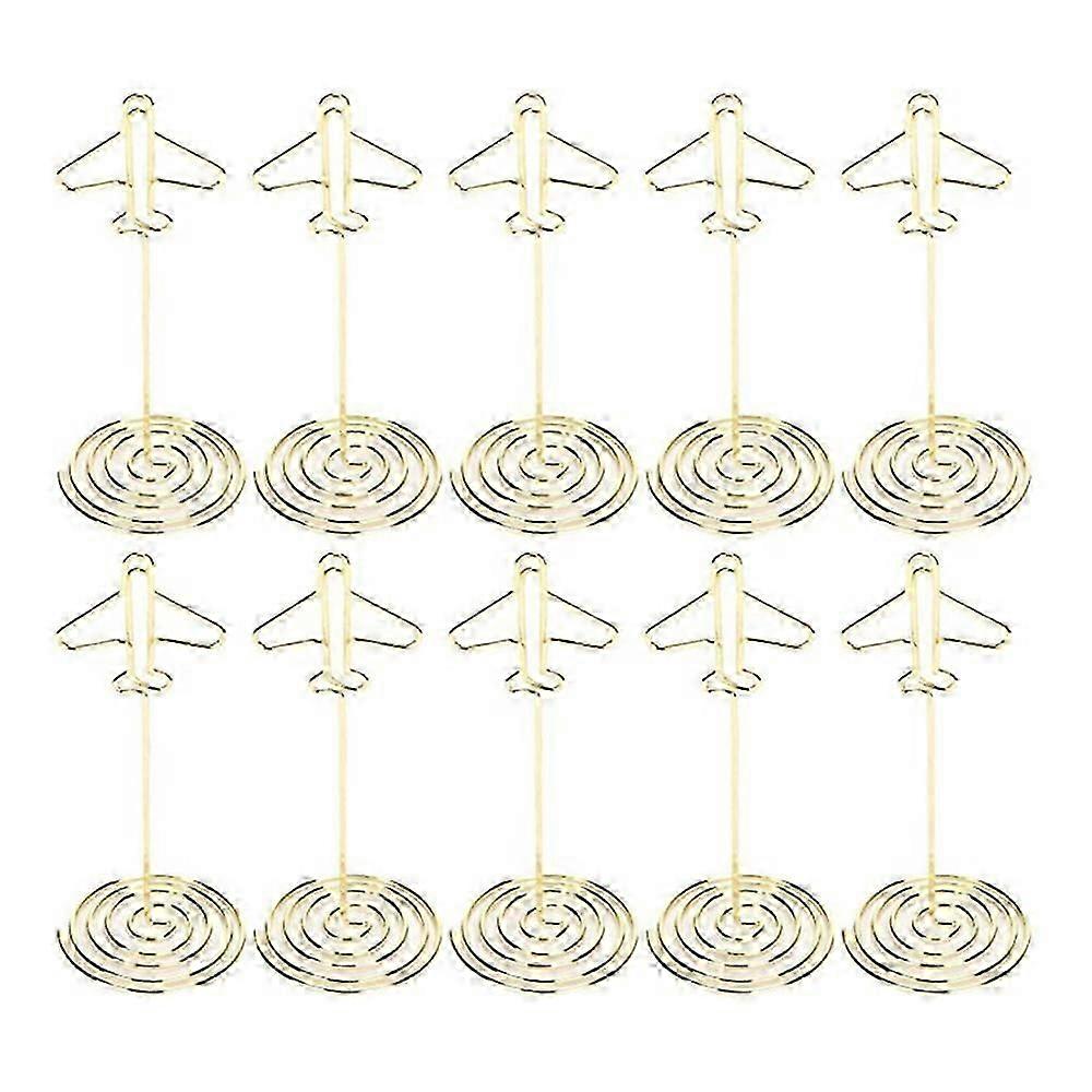 10Pcs Memo Clip Holder, Table Number Name Card Holder Desktop Metal Business Card Photo Gold Plane