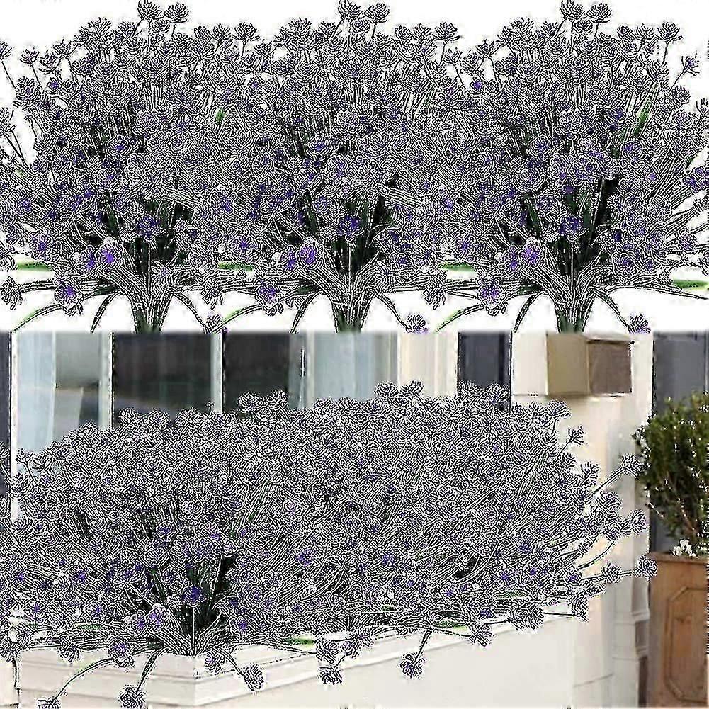 8 buntar konstgjorda blommor utomhus, buskar, UV-resistenta växter, konstgjorda plastväxter