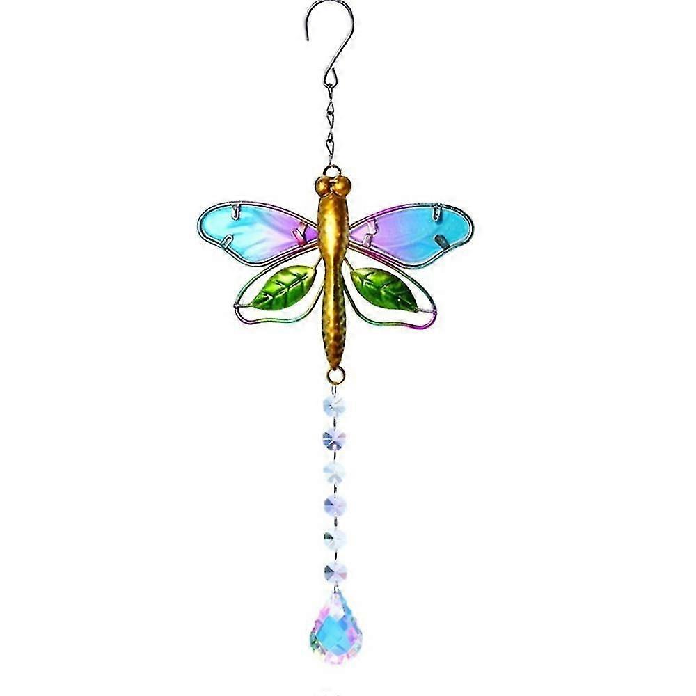 Dragonfly Decorative Crystal Prism Daylighter For Window Garden Wall Hanging Decoration