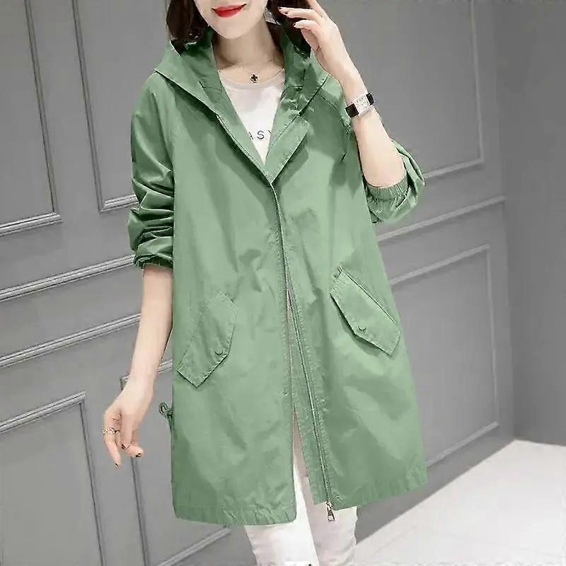 Spring Plus Size Women's Mid-length Windbreaker Thin Casual Jacket