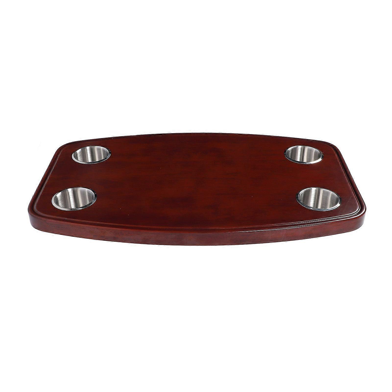 RV Table Top 23.62x14.96x1.18in Wood Removable Desktop Panel with 4 Stainless Steel Cup Holders for Marine Boat Yacht MK5578