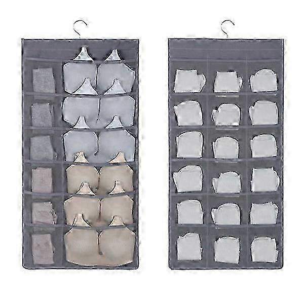 Arrumação de roupa interior com 30 compartimentos - Pendurado na porta ou no roupeiro cinzento