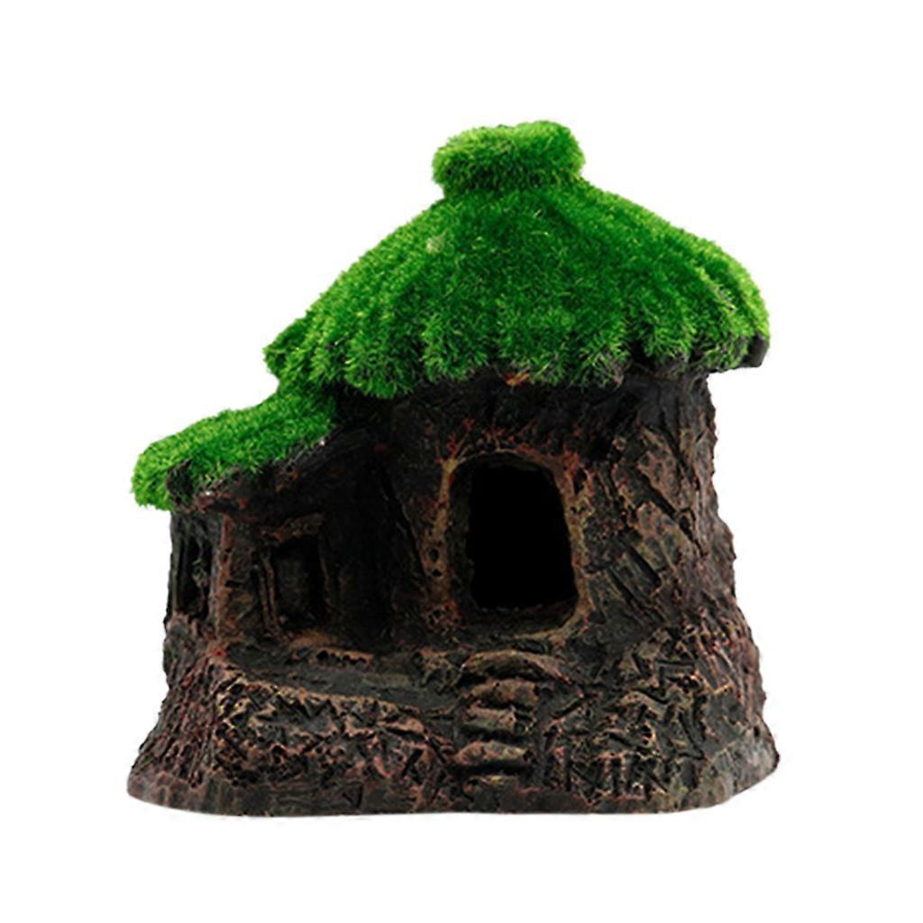 Aquarium Decoration House Betta Cave with Realistic Moss 3 Styles Fish for Tank Ornaments Shelters Hideout for Aquatic P