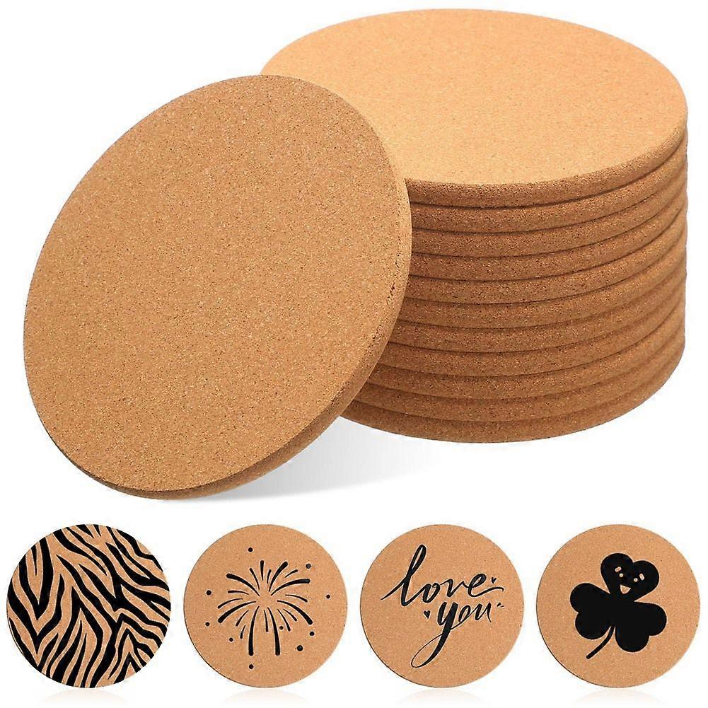 12 Pcs Round 6in Absorbent Cork Coasters Wooden 0.3 Inch Thick Cork Plant Coasters for Home, Drinks