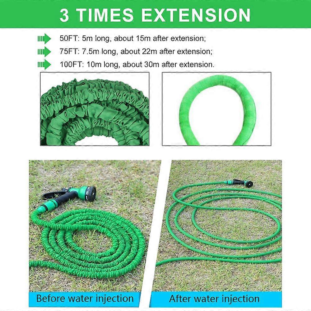 100FT/30M 3 Times Expandable Garden Hose Leak-proof Expandable Hose High Pressure Telescopic Watering Pipe Magic Flexible Water Hose with 7 Function S