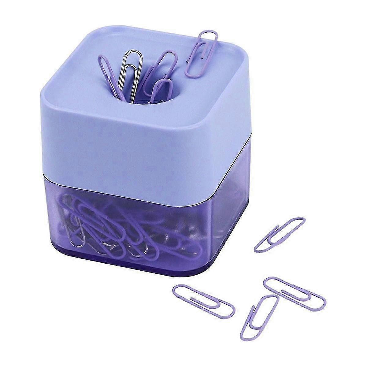 New Two-color Paper Clips In Elegant Magnetic Frosted Square Clip Holder, 28mm, 130 Clips Per Box(p
