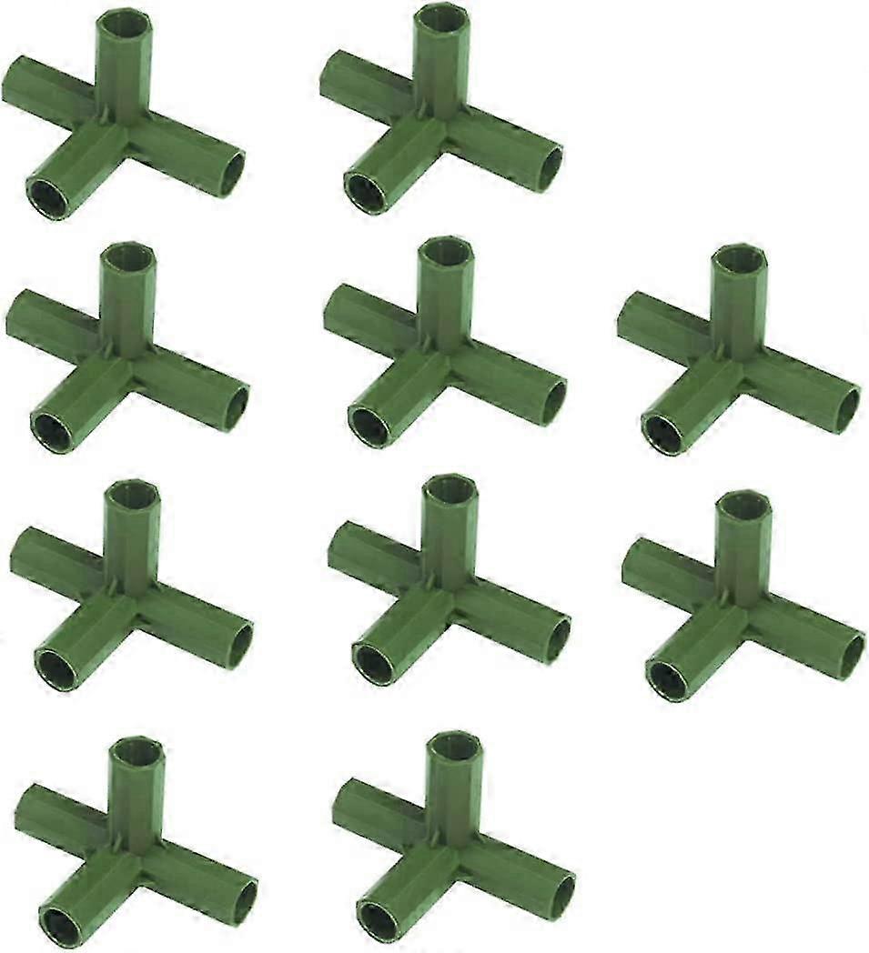 Greenhouse Frame Connector,10pcs Garden Frame Accessories 16mm Stable Support(4 Way Right Angle)