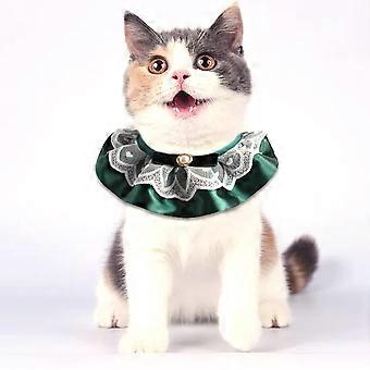 Christmas Dog Cat Collar Velvet Bow Pet Bibs Cute Scarves Necklace Neck Strap for Pet Costume Supplies (Green)