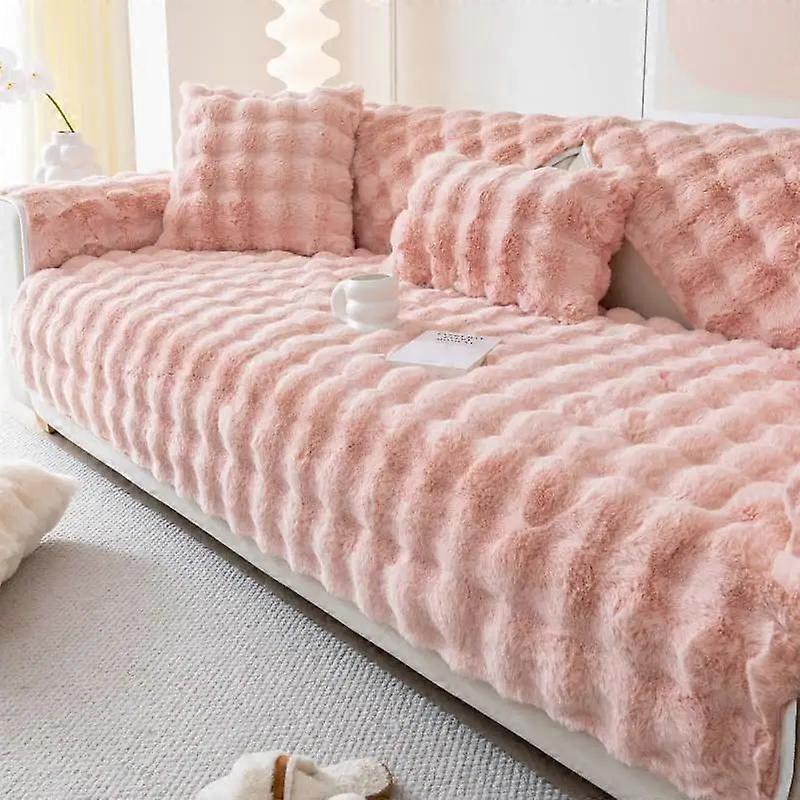 Soft Rabbit Plush Sofa Mat Winter Warmth Couch Cushion for Living Room Thickened Dustproof Furniture Protective Cover Home Decor