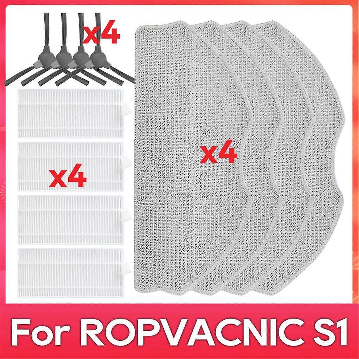 For ROPVACNIC S1 Side Brush Hepa Filter Mop Rag Robot Vacuum Cleaner Part Spare Accessories Replacement Kit