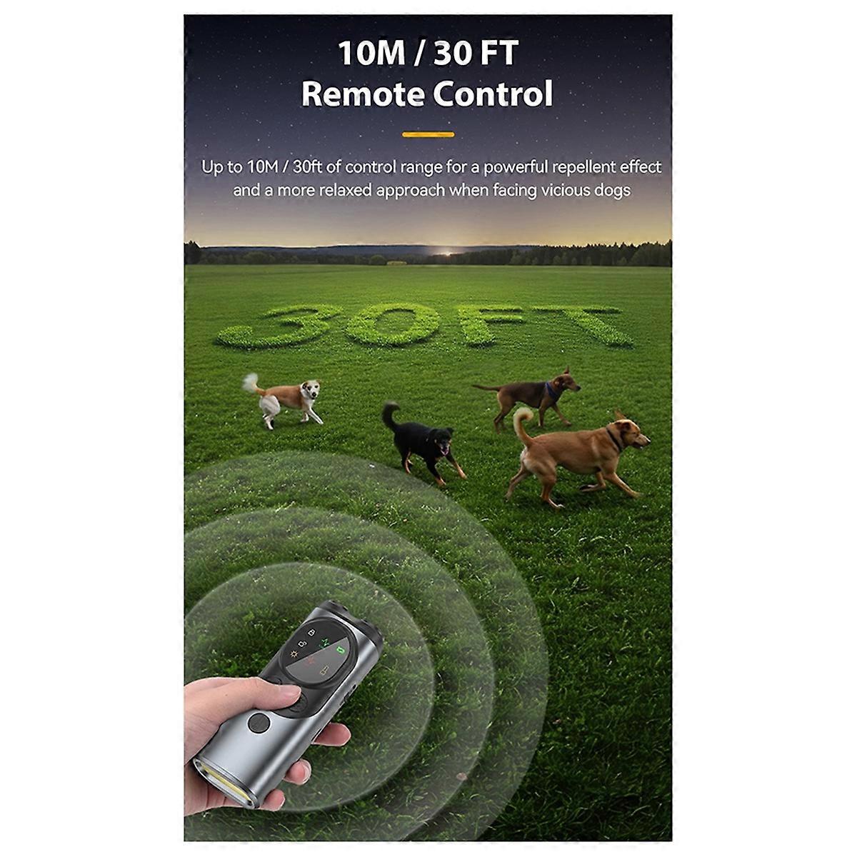 Dog Repeller Ultrasonic Dog Trainer Anti Barking Training Device Rechargeable High Power Dog Repeller LED Flashlight