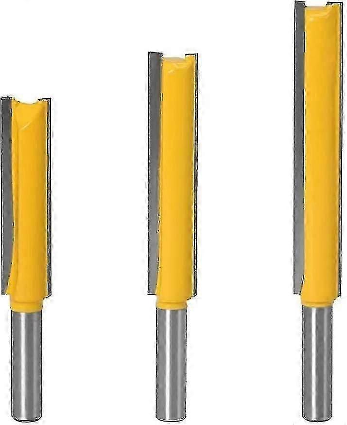 3pcs 8mm Shank Straight Router Bit, Extra Long Two Flute Straight Trimming Bit Woodworking Cutter Tool