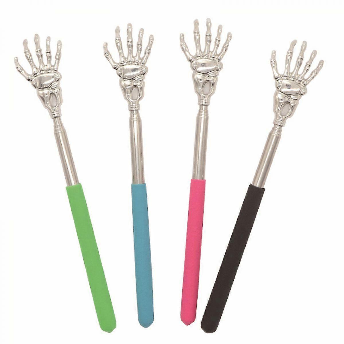Telescopic Backscratcher: Adjustable Back Scratcher Offers Customized Comfort, Rubber Handles Provide Secure Grip, Gold-Plated Skull Hand Adds A