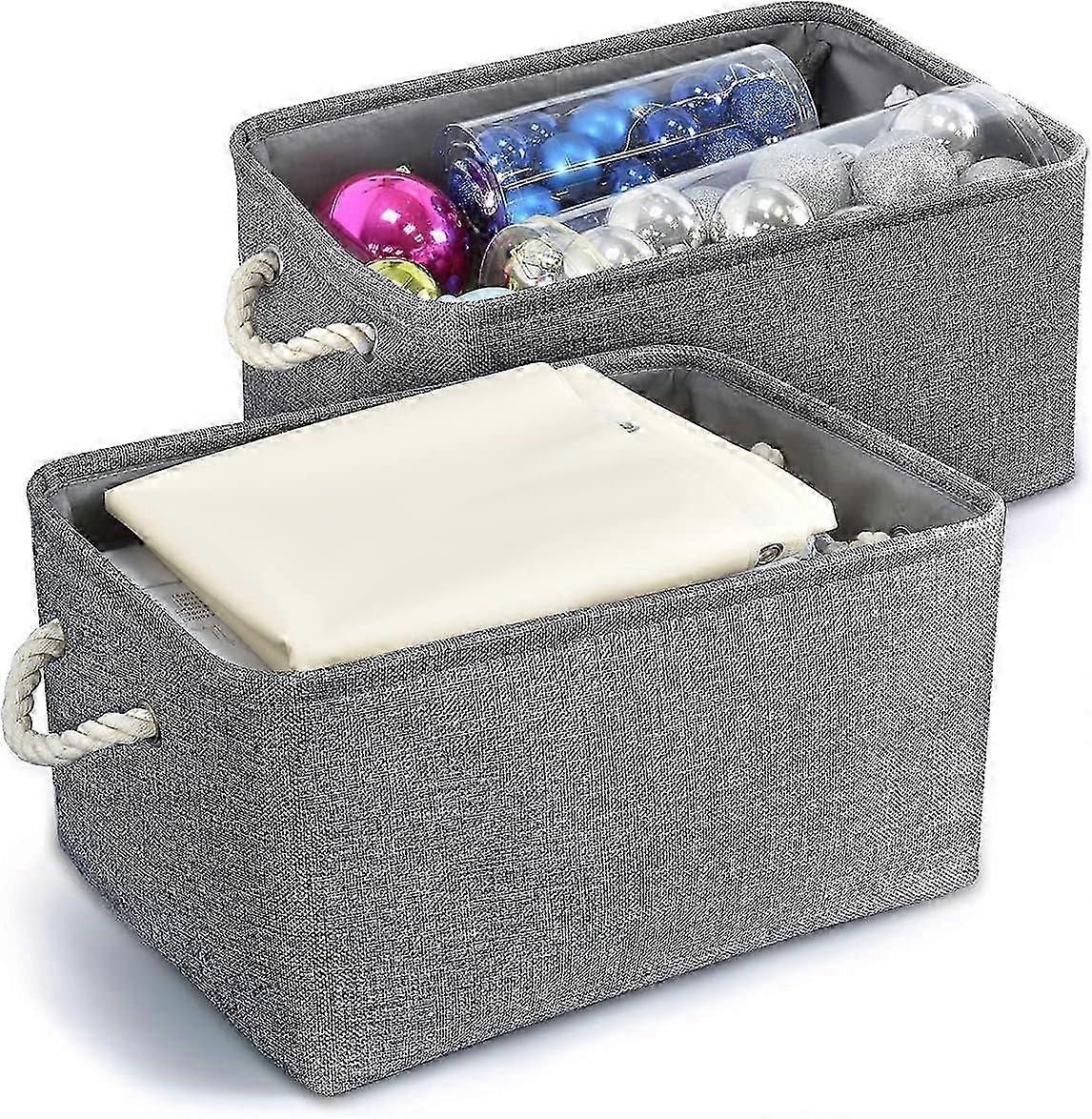 Large Storage Basket with Drawstring Foldable (Grey)