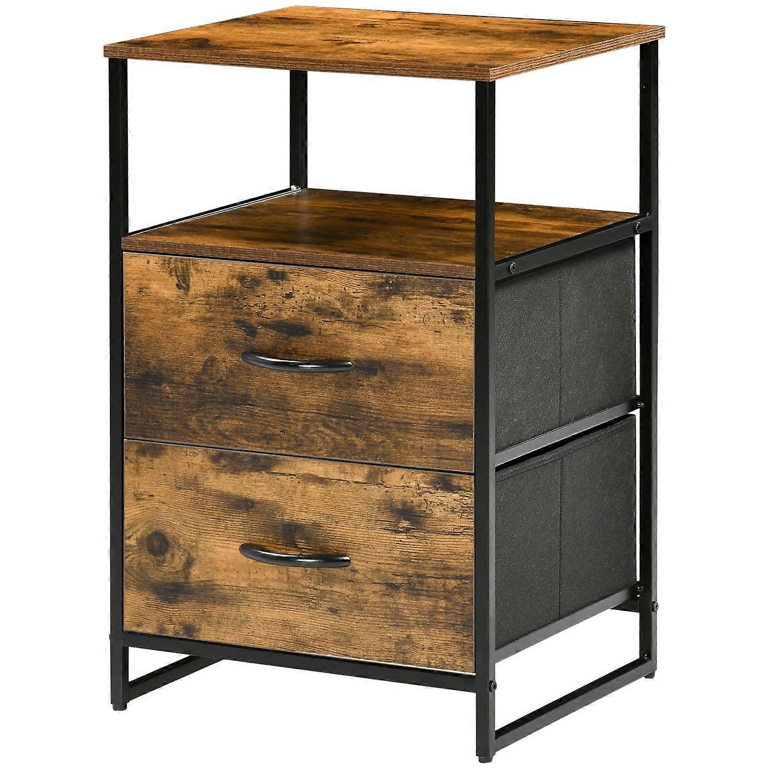Chest of drawers, storage cabinet with foldable fabric drawers, industrial style shelf, side cabinets for living room, rustic b