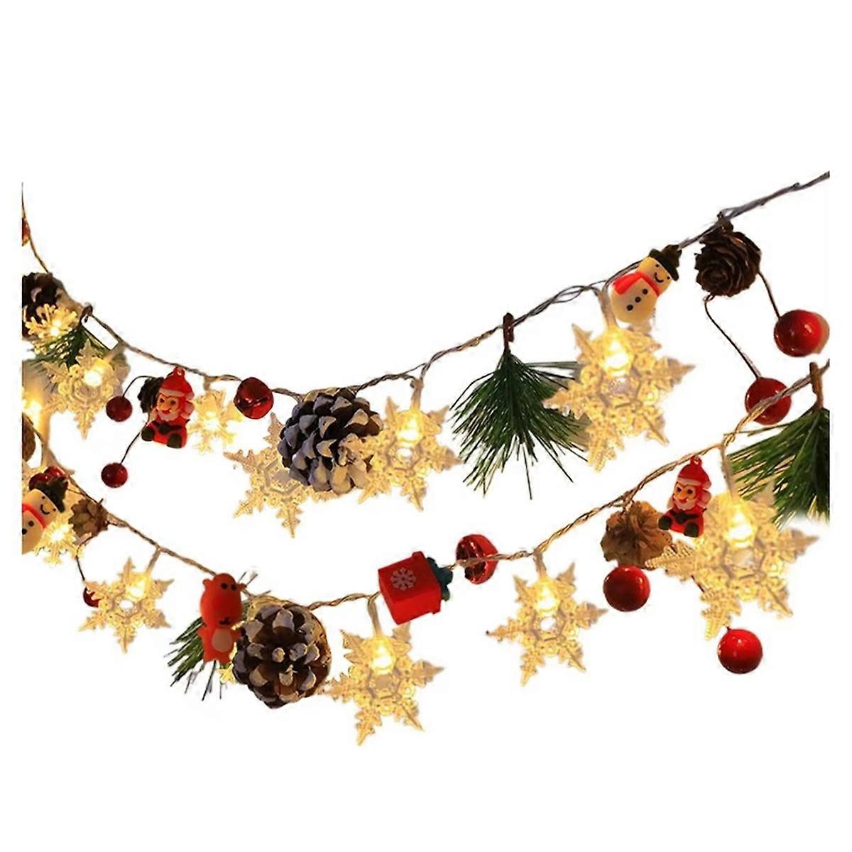 20 Leds Snowflake String Fairy Lights Battery Powered Decoration B