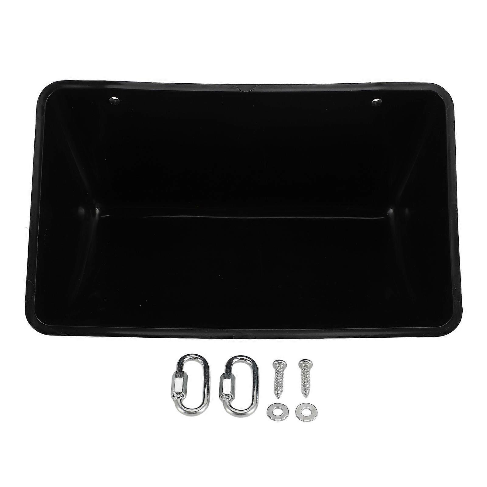 Chicken Goat Feeder Plastic Hanging Fence Feeder Waterer Trough with Clips for Duck Goose Sheep Poultry Livestock Black