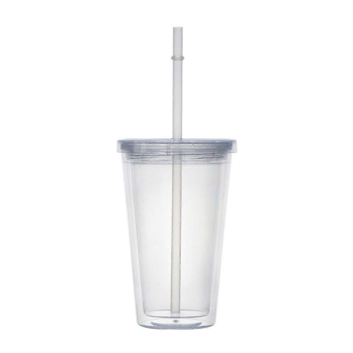 Reusable Double Layer Cup Lids With Reusable Straws Smoothie Juice