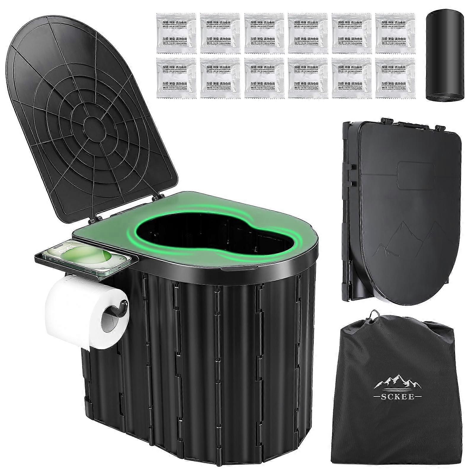 Camping Toilet for Hiking, Portable Lightweight Travel Commode, Foldable Design, Easy Clean, Compact Size