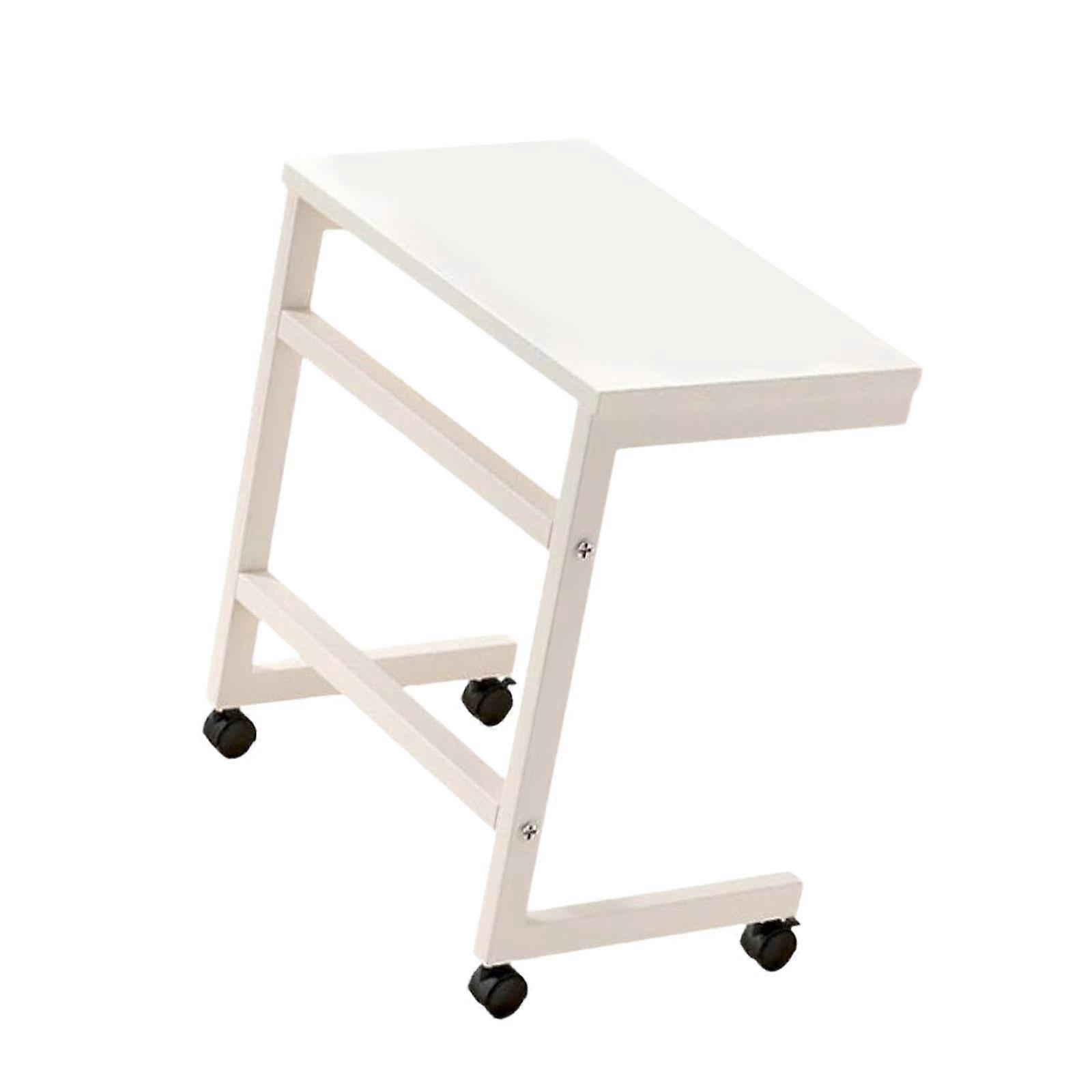 End Table C Shaped TV Tray Practical with Rolling Casters Industrial Side Table