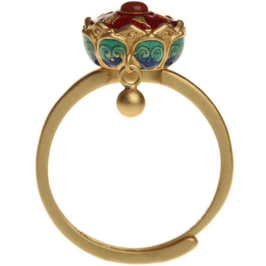 Buddhism Lotus Rotating Ring Adjustable Open Finger Ring for Good Luck Prayer