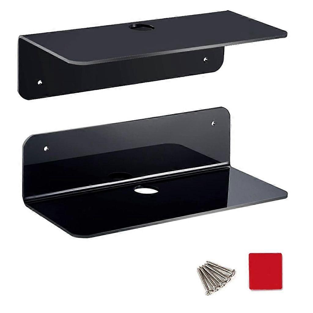 Damage-Free Acrylic Floating Wall Shelf Stick-On Home Storage Display Stand