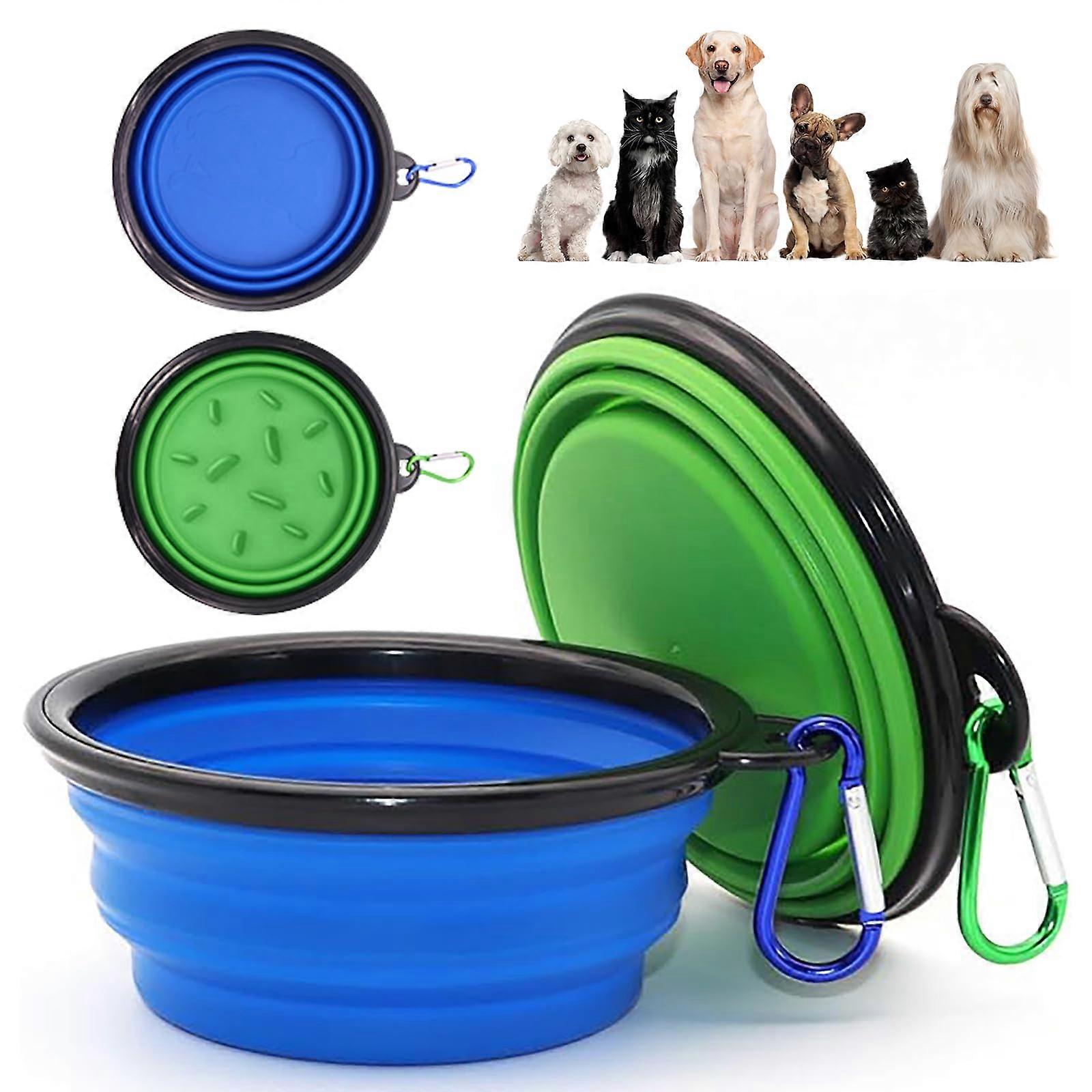 Portable Pet Travel Dog Bowls, 2 Pack Collapsible Design for Small Pets, Slow Feeder with Carabiners for Dogs and Cats