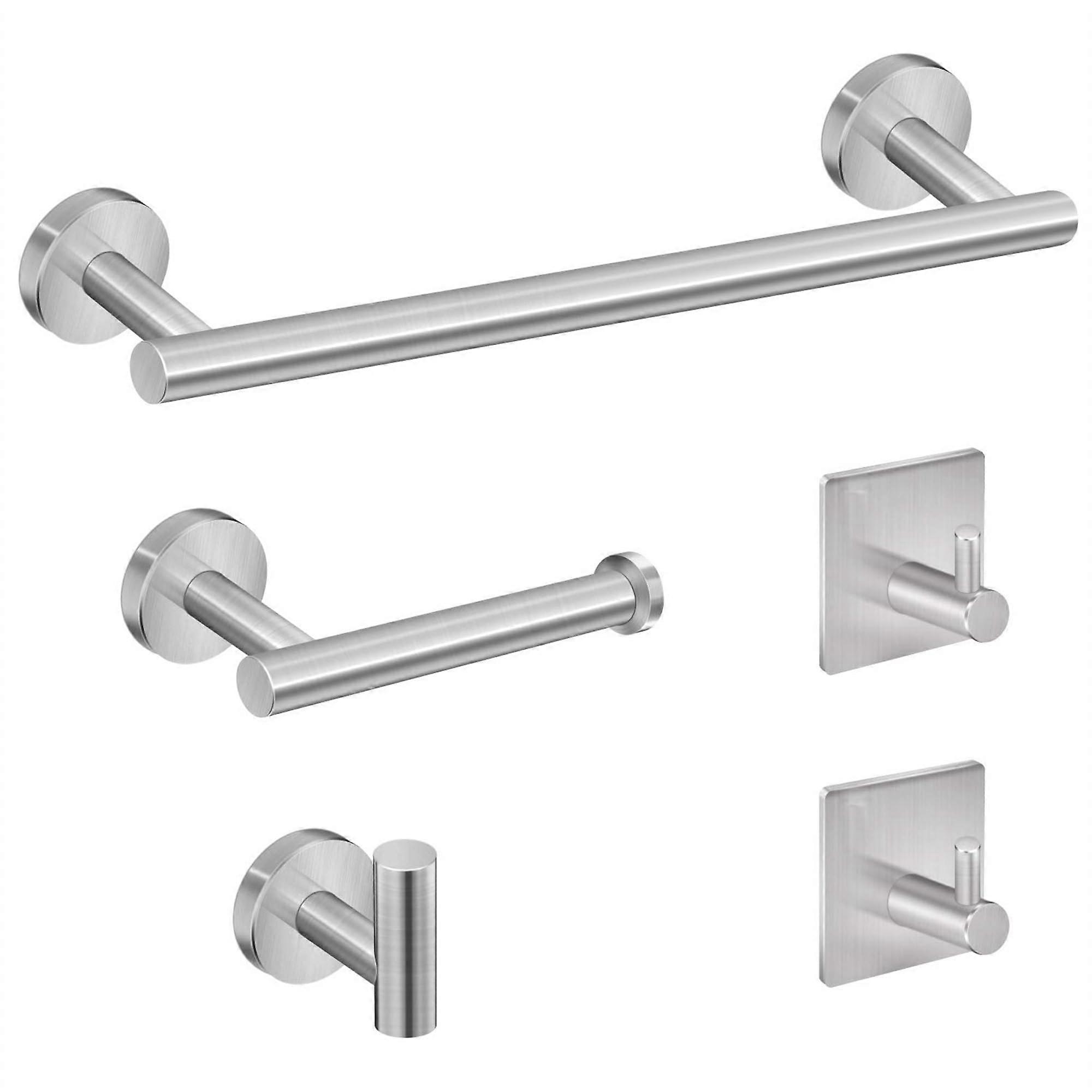 5-piece brushed silver bathroom hardware set for bathroom accessories kit