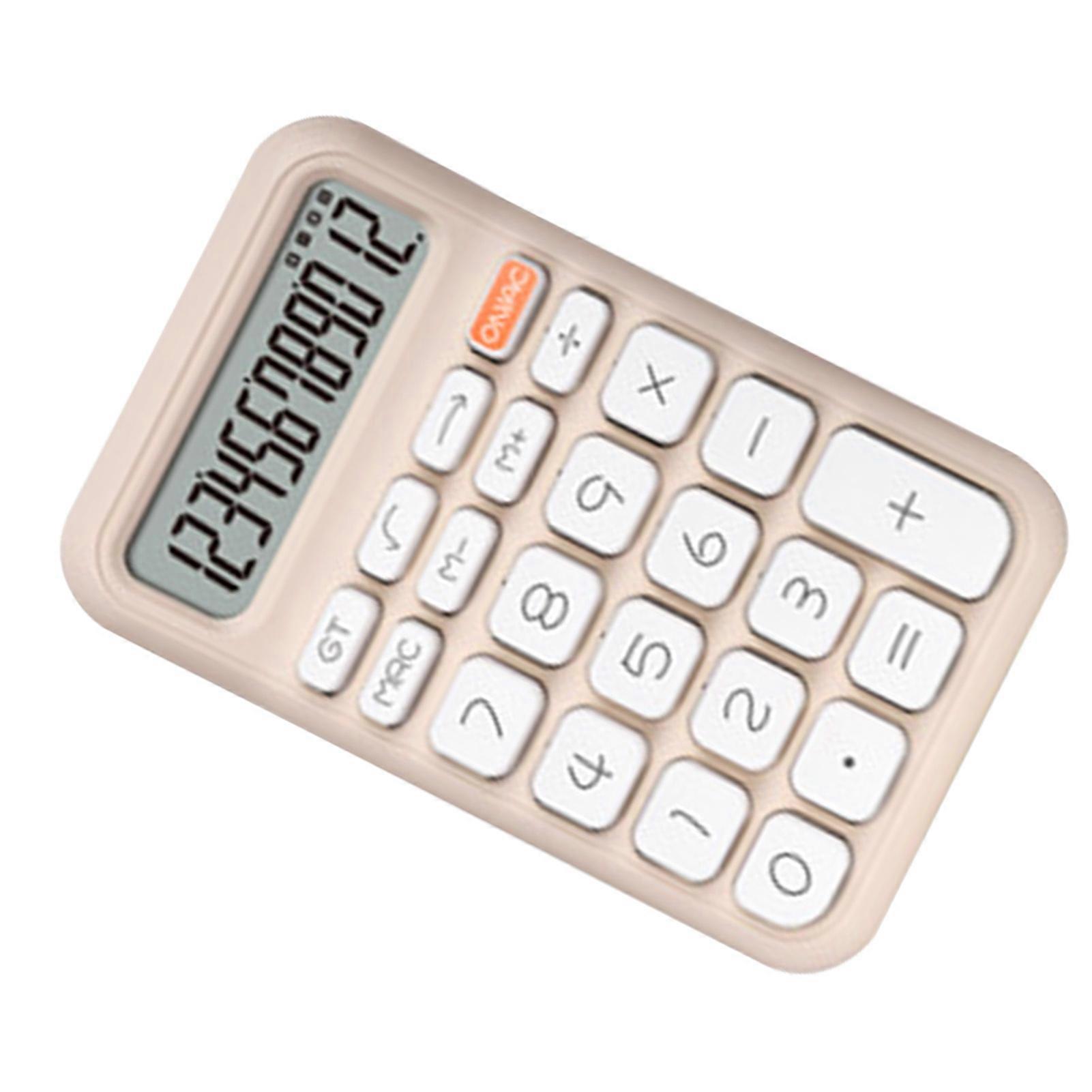 Calculator 12 Digit Handheld Pocket Calculator Note Pad Calculator for Students Office Milk Tea Color 