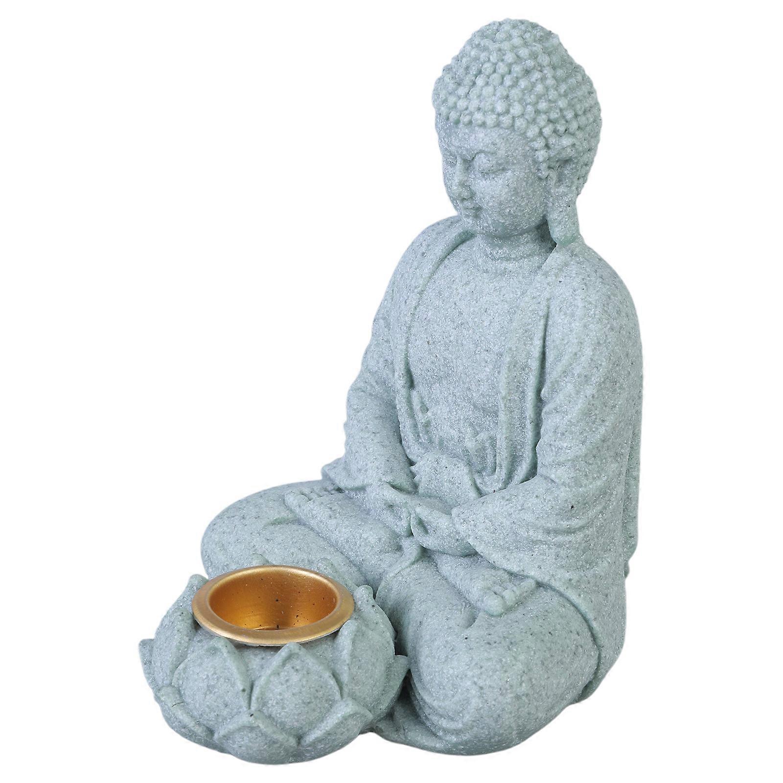 Statue de Bouddhas assis avec bougie chauffe-plat Bougeoir Bouddhas Figurine Sculpture Insenses Holder pour la maison et le jardin