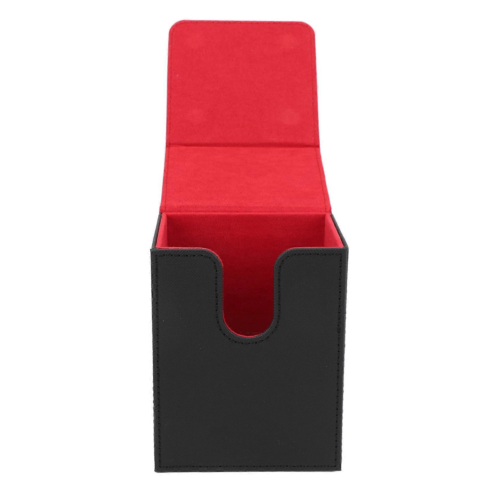 Card Deck Box with 3 Drawers Large Capacity Magnetic Closure PU Leather Game Card Storage Box for Holding Over 200 Cards