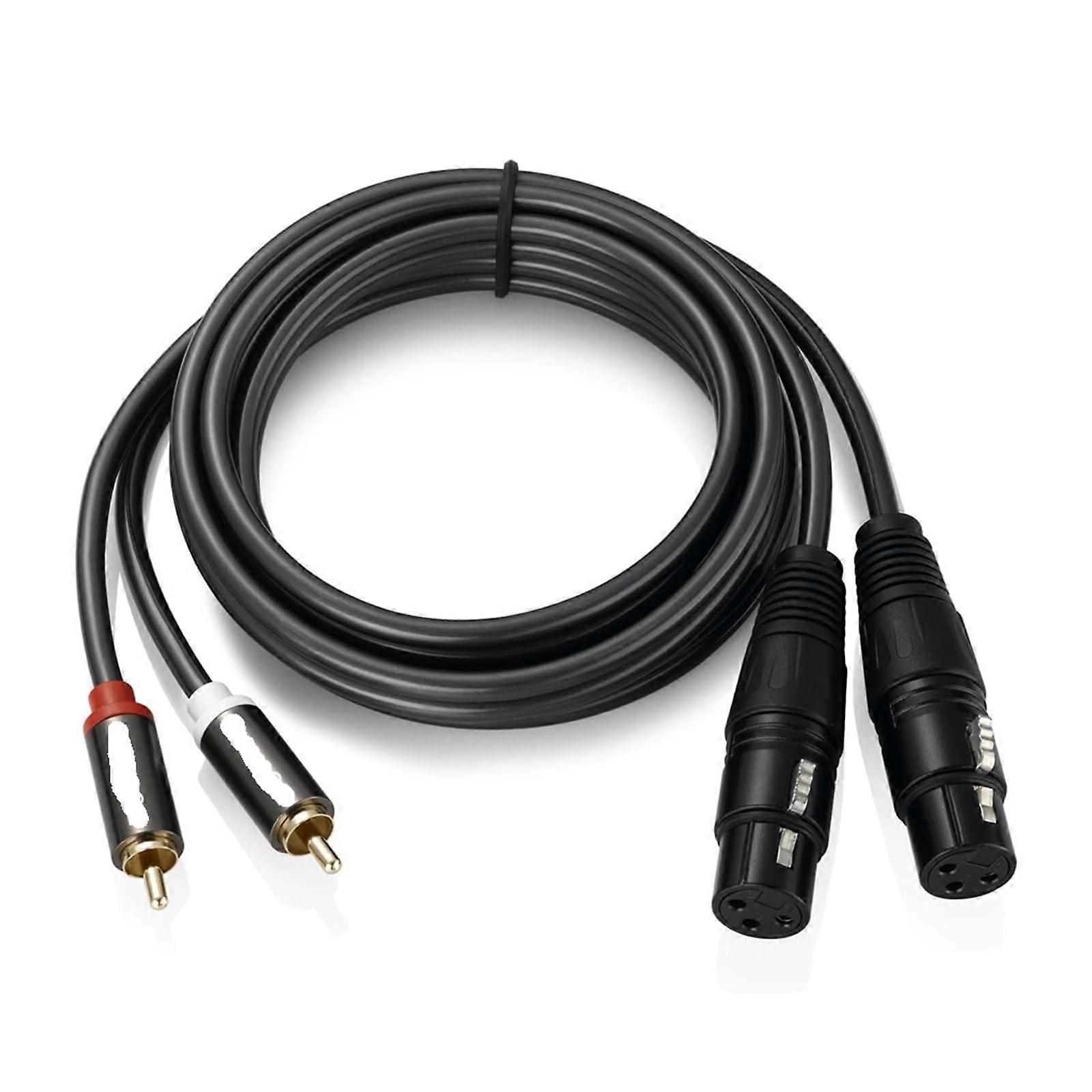 2RCA to Dual XLR Female/Male OFC Shielded Cable 1.5m Compatible with Amplifier Mixer Speakers Model A