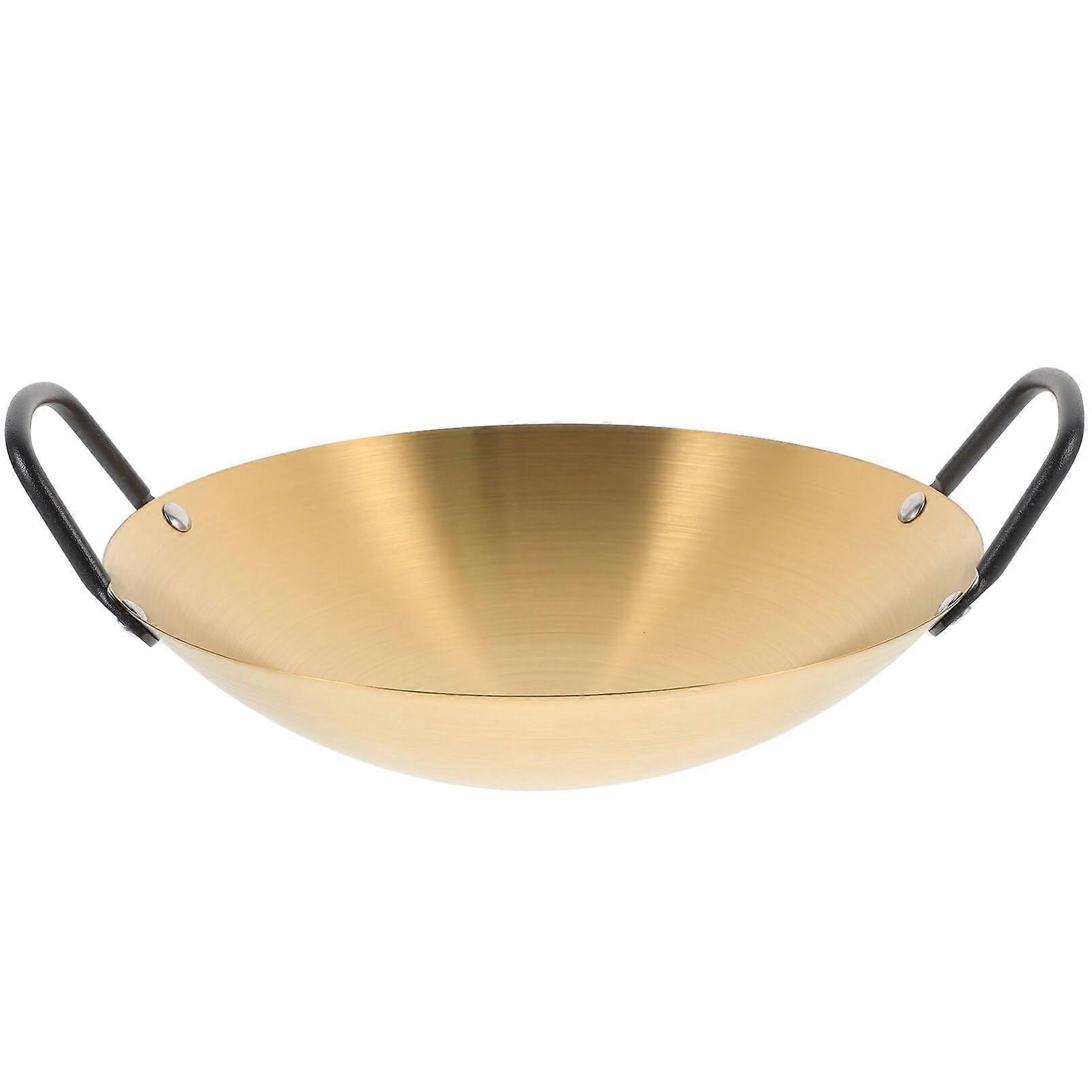 Pot Wok for Stoves Double Handle Wok Stainless Steel Pan Wok Stir-fry Pan