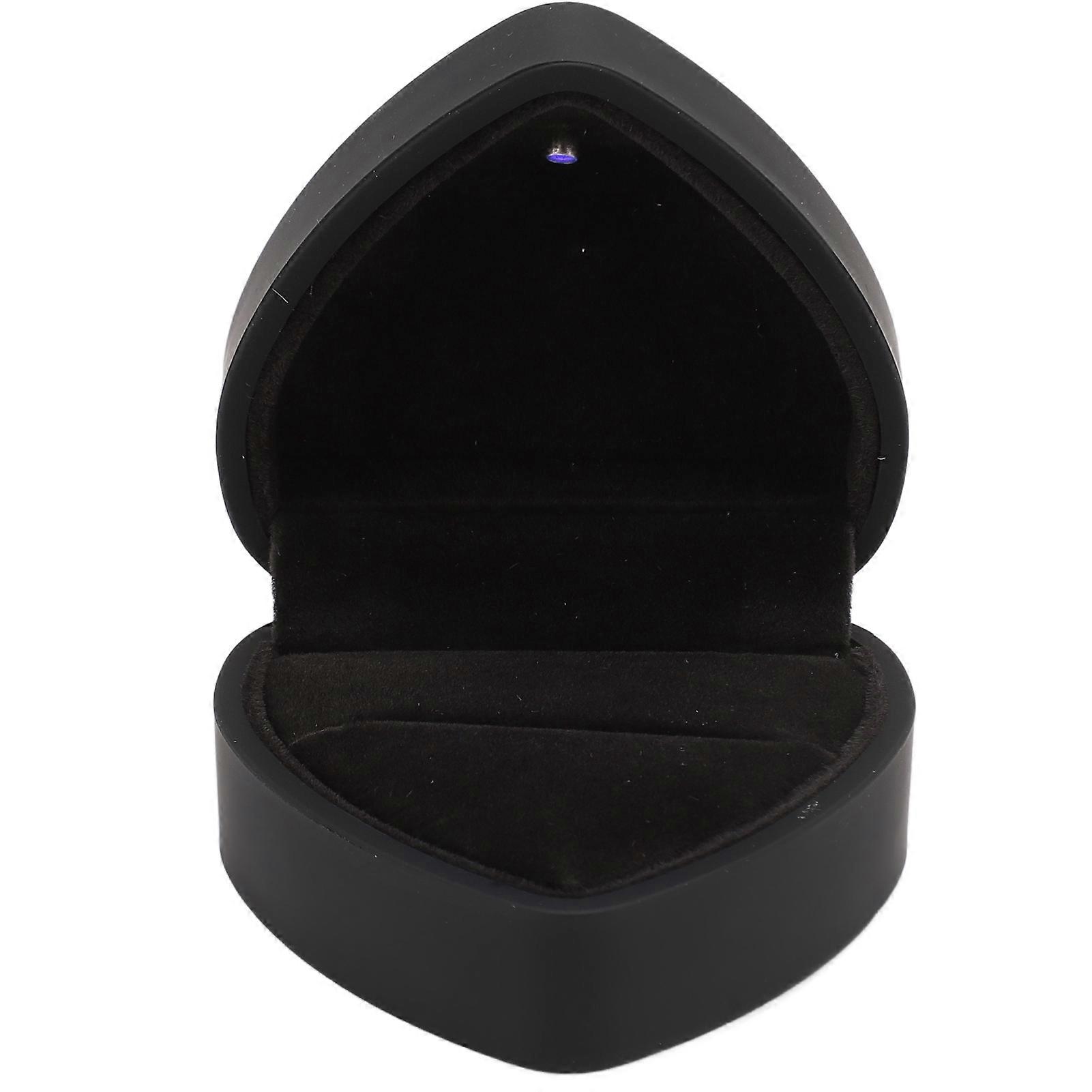 Heart-shaped LED Ring Box Waterproof Exquisite Romantic Decorative Ring Box for Proposal Engagement Black