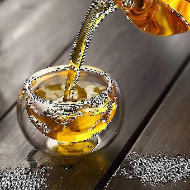 Hh 手作りティーセット 6pcs/ロット 50ml 耐熱ダブルウォール 小ガラスマグ (ホワイト)