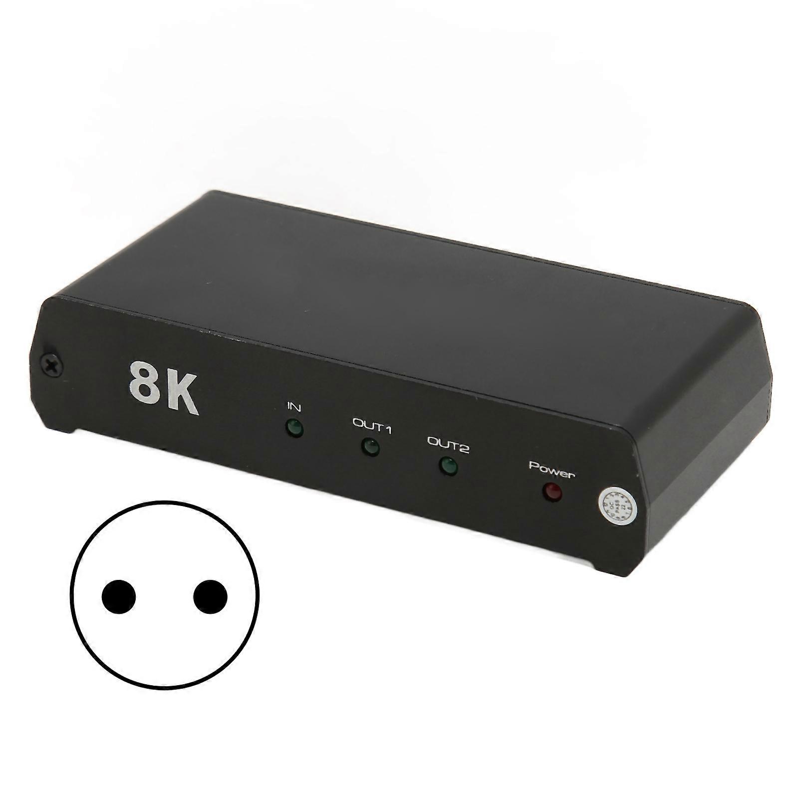 HD Splitter 1 In 2 Out 8K 60Hz HDR HD Multimedia Interface Switcher for TV Set Top Box 100‑240V