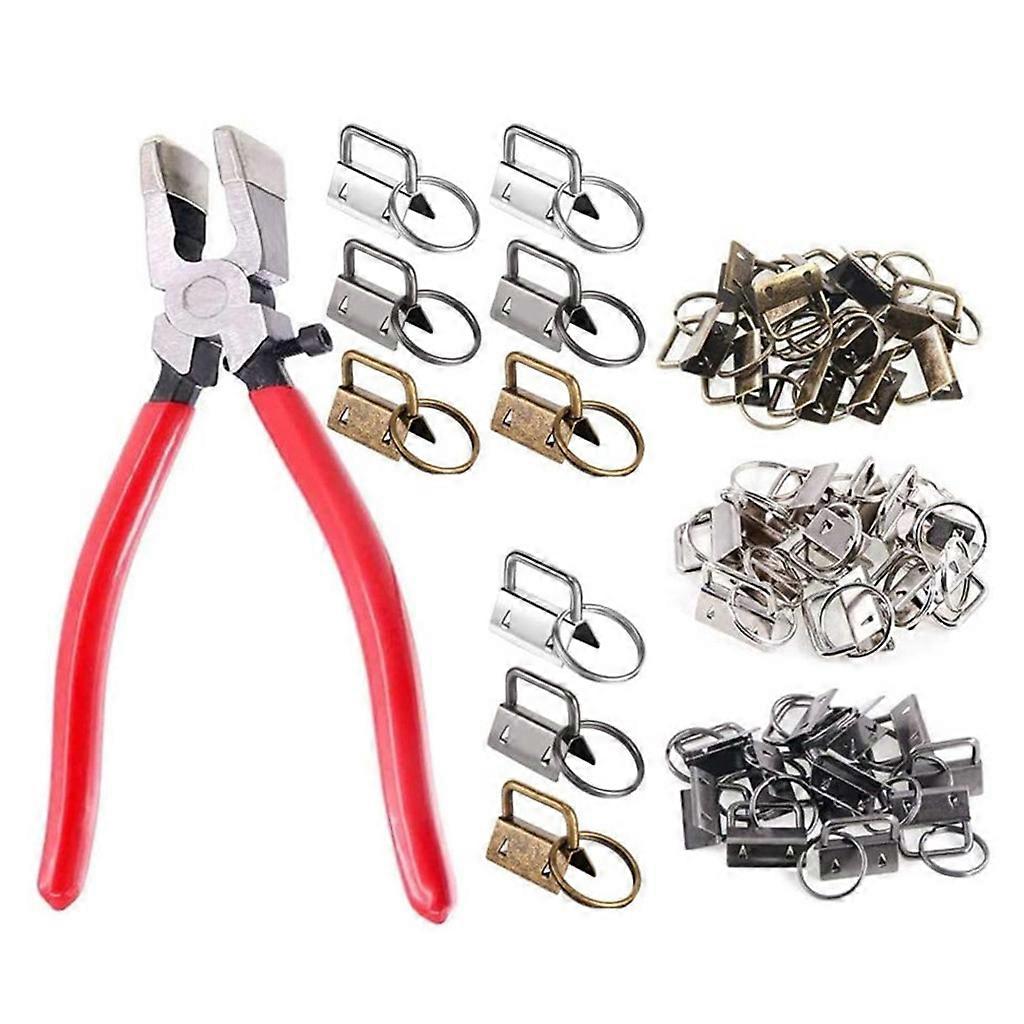 1 Set 25mm/0.98In 3 Colors for Key Fob Hardware for Wristlet for Key Chain Making Supplies, Silver /Gun Black/Green Bron