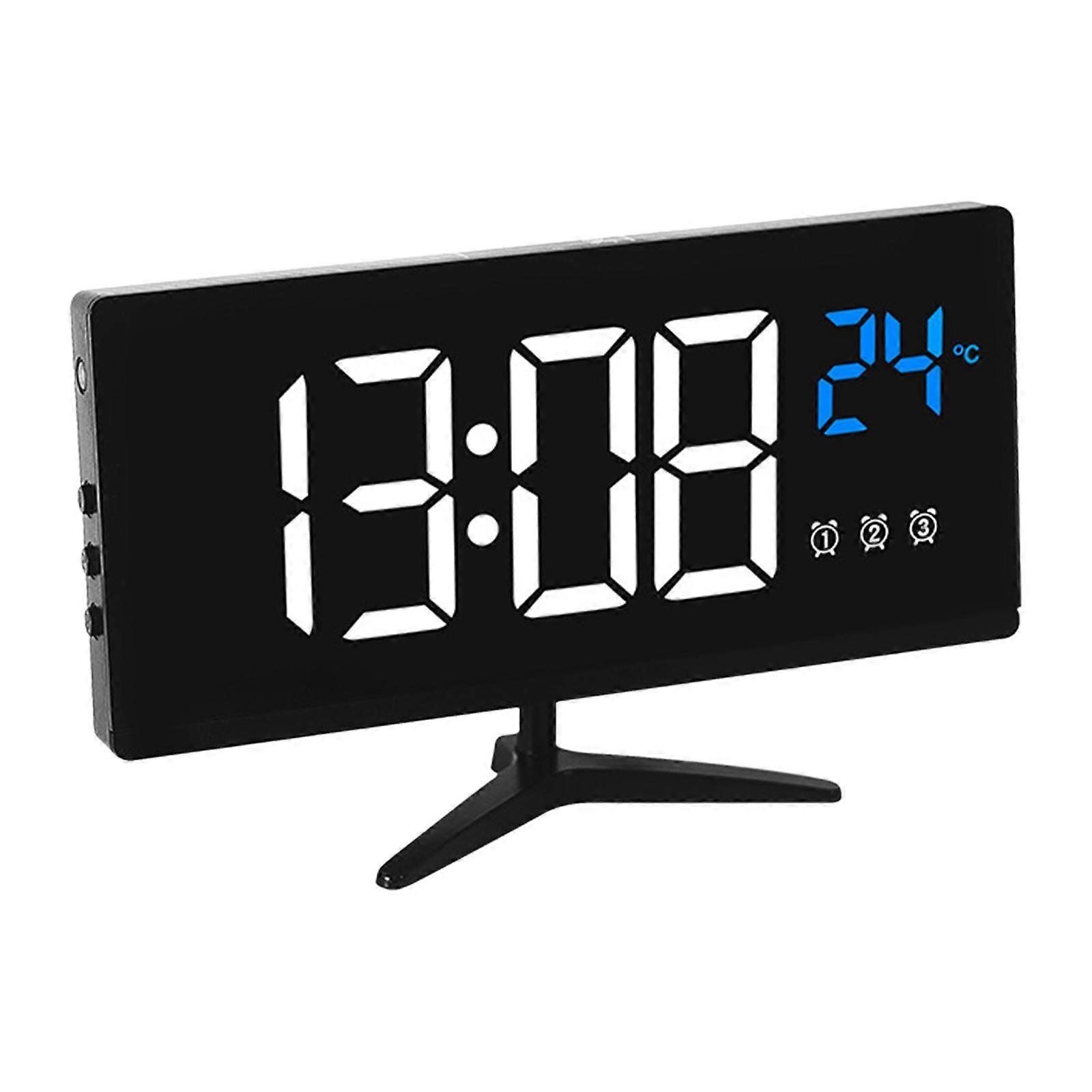 Desktop Electronic Table Digital Alarm Clock Temperature Time Display Snooze