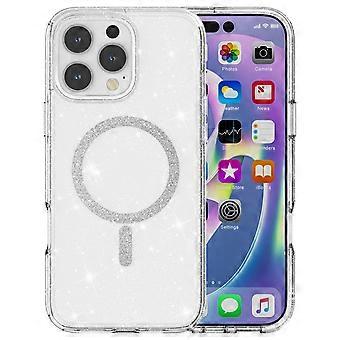 Pour iPhone 16 Pro Coque de téléphone compatible avec MagSafe Glitter PC + TPU Hybrid Shockproof Cover