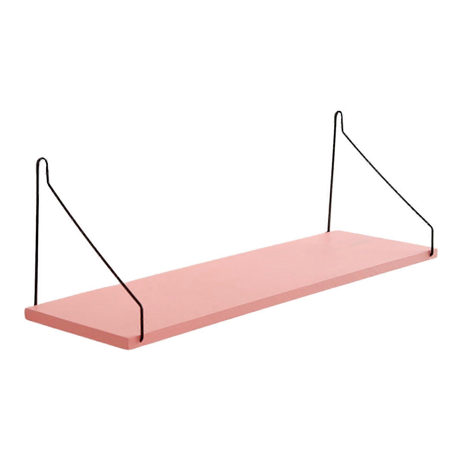 Wall Mounted Wood Floating Shelf Multifunction Storage Holder Hanger  Pink large