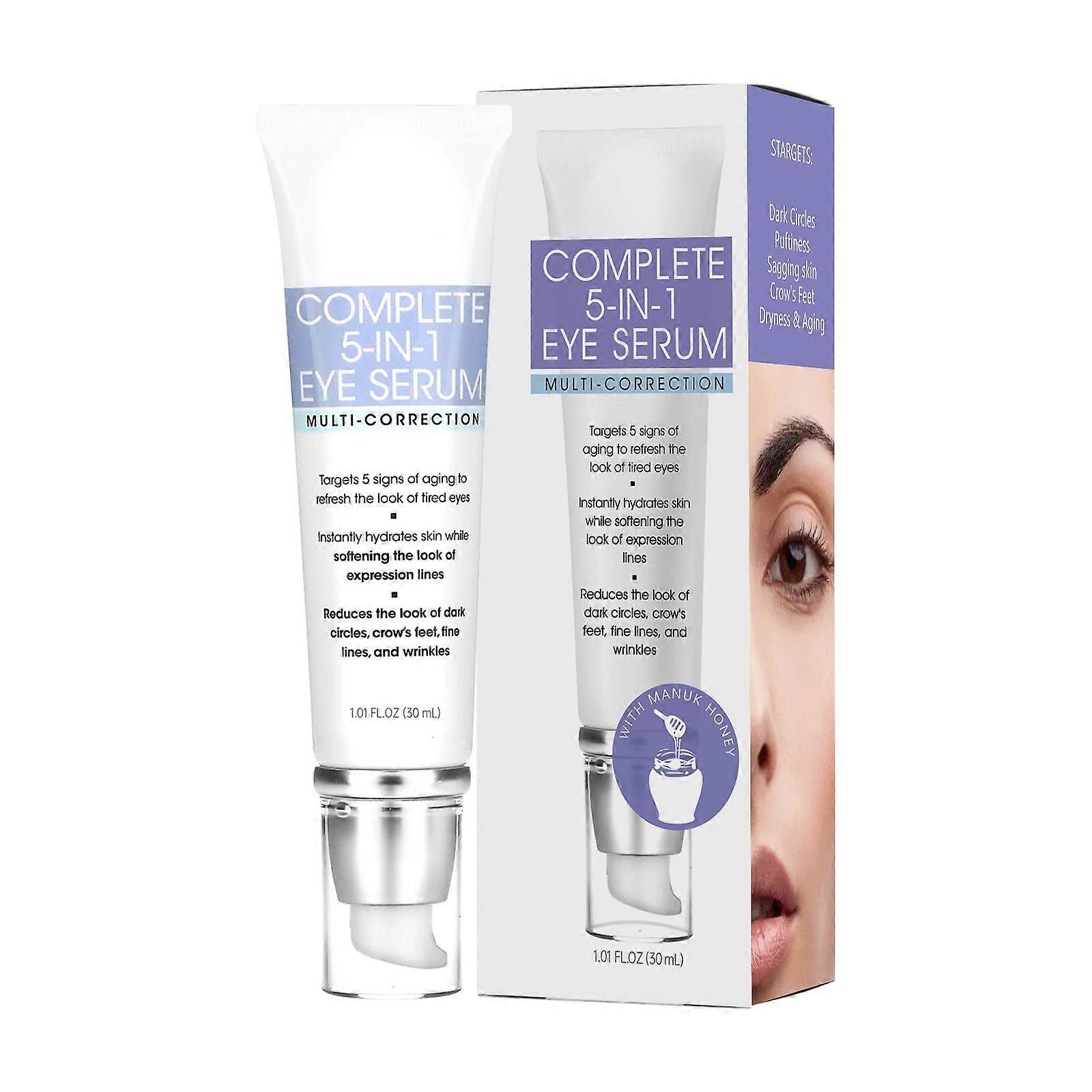 Complete 5-in-1 Eye Serum, Multi-Correction Treatment for Dark Circles, Crow's Feet, Fine Lines & Wrinkles, Instant Hydration & Anti-Aging Formula