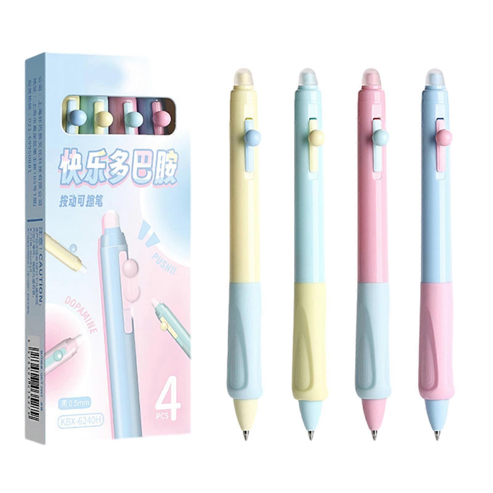 4Pieces Cartoon Erasable Gel Pen Retractable Gel Pen Comfortable Grip for Student Reward, 0.5mm Tip, Smooth to Write